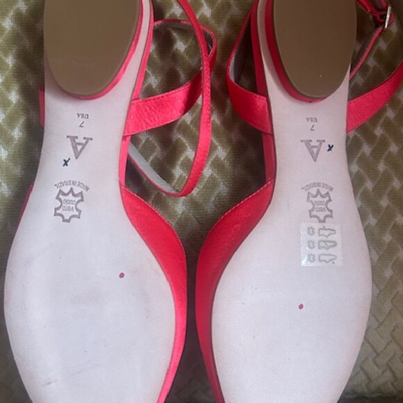 By Anthropologie Ankle-Wrap Adjustable Strap Pointy Toe Cherry Red Kitten Flats - Picture 9 of 16